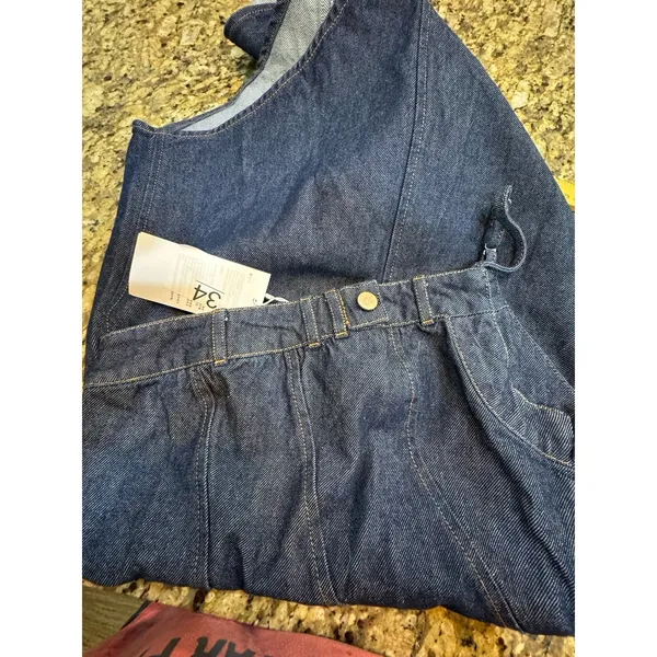 Urban Revivo One Shoulder Denim Cami Dress Asymmetrical Hem Size 4 - Image 13