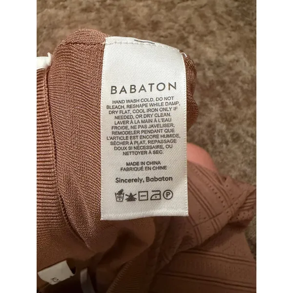 Aritzia Babaton Pointelle Open Knit Midi Tube Skirt Bodycon Neutral Patterned - Image 6
