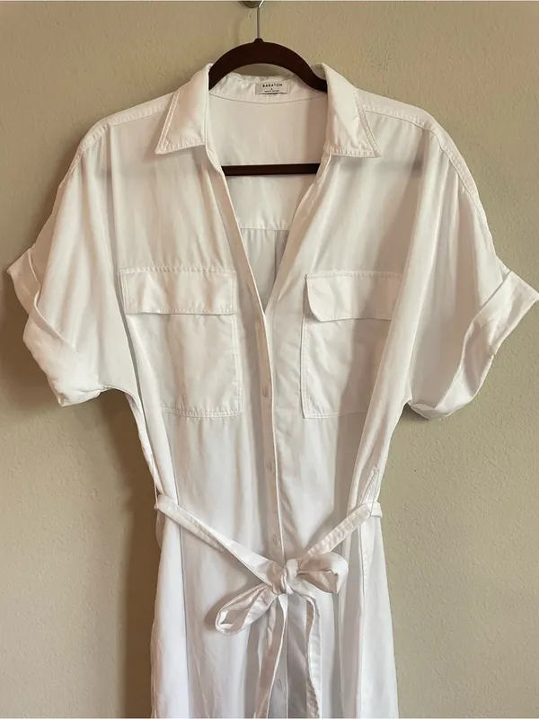 Aritzia Babaton Network Relaxed Drapey Twill Button Up Midi Dress Size L - Image 5