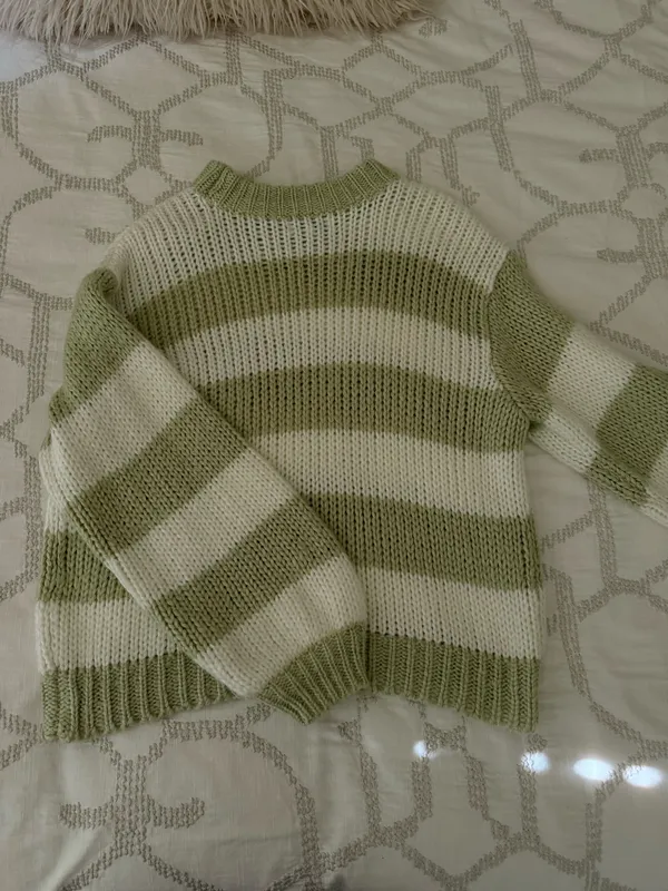 Emory Park Sage & White Stripped Sweater  - Image 2