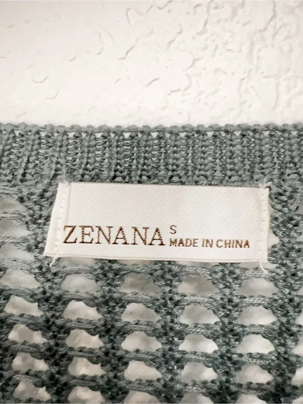 Zenana Ash Jade Crochet Open Knit Cropped Sweater Top Long Sleeve Boho Sheer - Image 6
