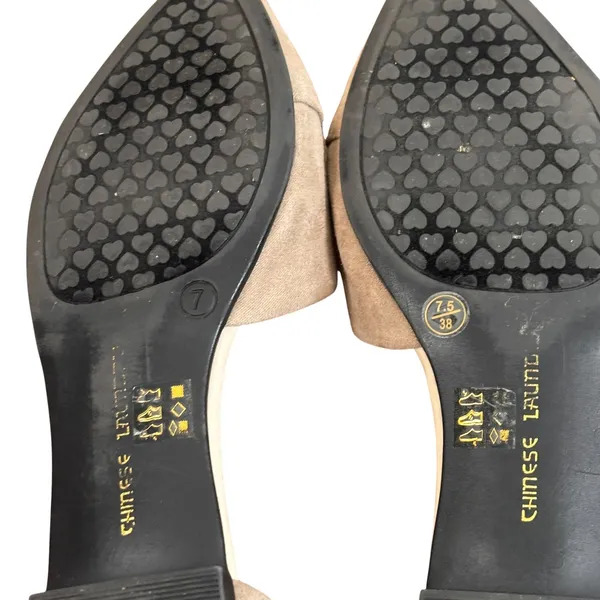 Chinese Laundry Ely Women Taupe Grey Faux Suede Pointed Toe D'Orsay Flats 7.5 38 - Image 8