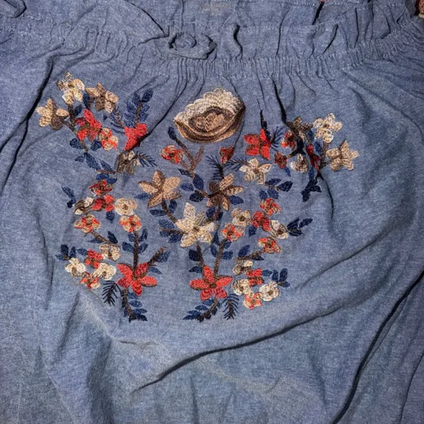 New In the Flow Design Ltd Sg Floral Embroidered Off the Shoulder Dress Size L - Image 3