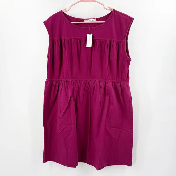 Good Luck Tee Babydoll Dress Women’s SZ Small NWT Anthropologie Wine 100% Cotton - Image 4