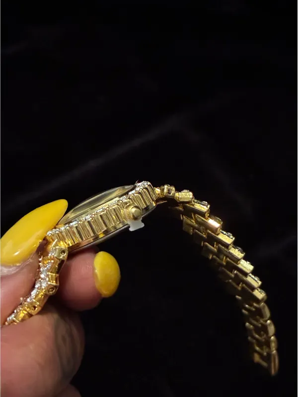 Women's Gold Tone Quartz Dress Watch with Sparkling Rhinestone Crystals - Image 3