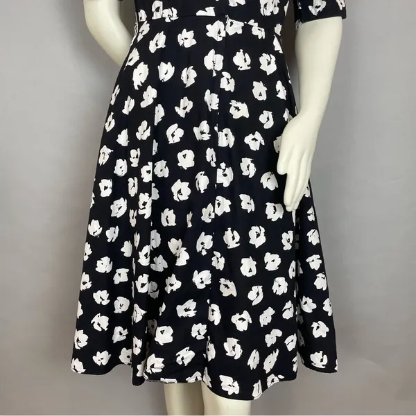 Vintage‎ Dress Floral Party Puffed Sleeves 1980s Flared Skirt Princess Seams - Image 5