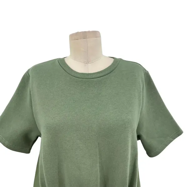 Anthropologie Pilcro Sweatshirt Twofer Mini‎ Dress Short-Sleeve Moss Green Small - Image 4