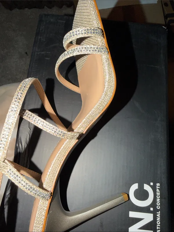 INC International Concepts Glitter Gold Strappy Square-Toe Sandals - Image 6