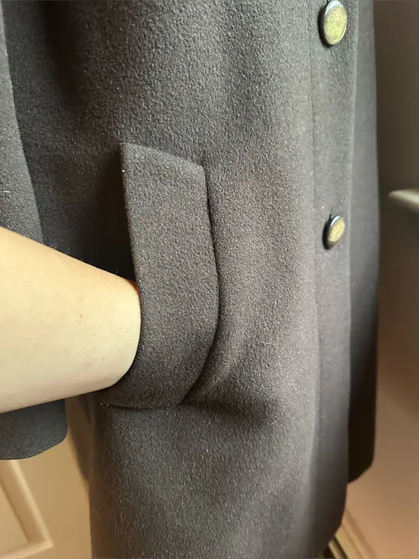 J. JILL Chocolate Brown Wool Blend 4 Big Front Button High Neck Pea Coat Sz S. - Image 11
