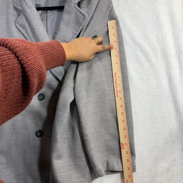 Free People S Oversized‎ Double Breasted Knit Blazer Jacket Gray Minimal Winter - Image 14
