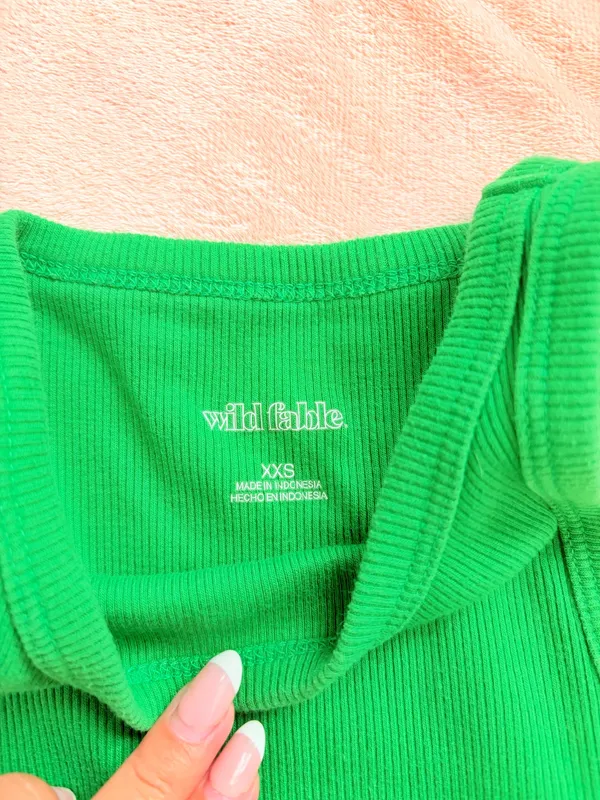 Green Cropped High Neck Wild Fable Tank - Image 3