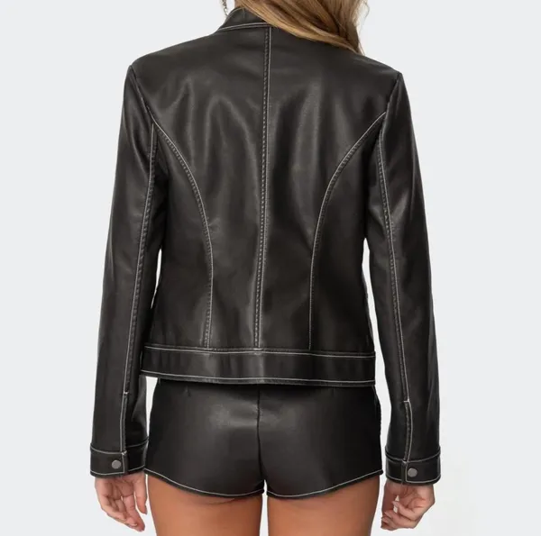 Edikted Leather Jacket and Shorts Set - Image 3