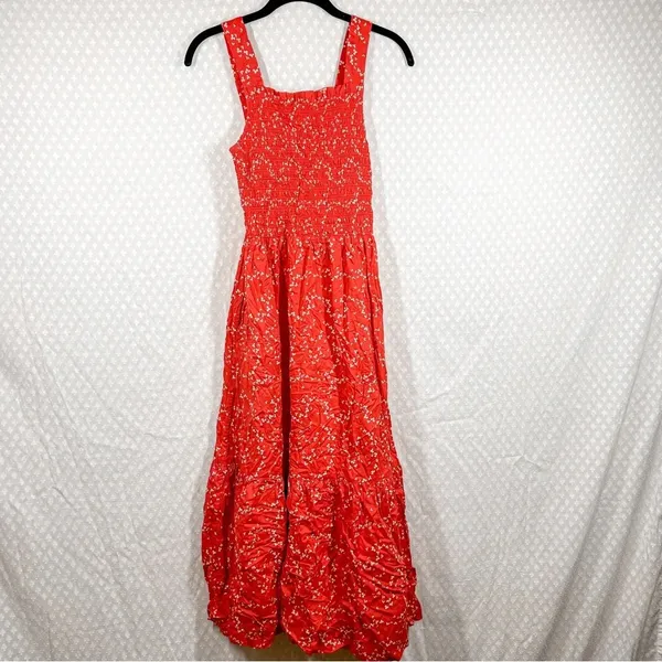 Everlane Red‎ White Floral The Smock Maxi Dress - Image 2