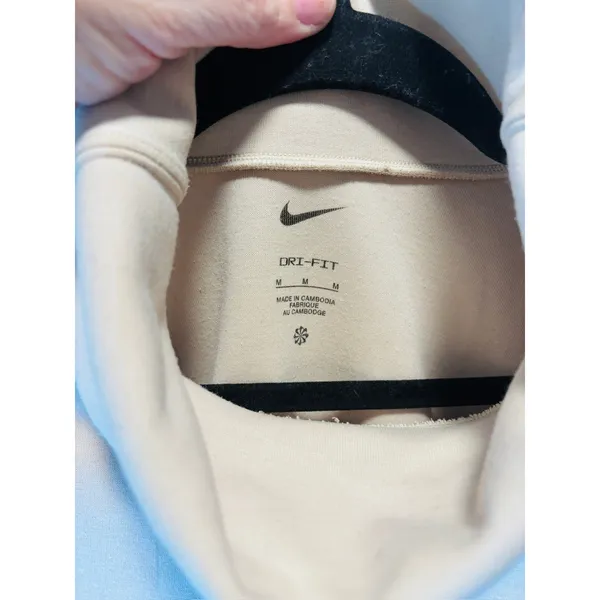 Nike Womens Medium Dri-FIT Crossover Cowl Neck Pullover Hoodie Sweatshirt Beige - Image 4