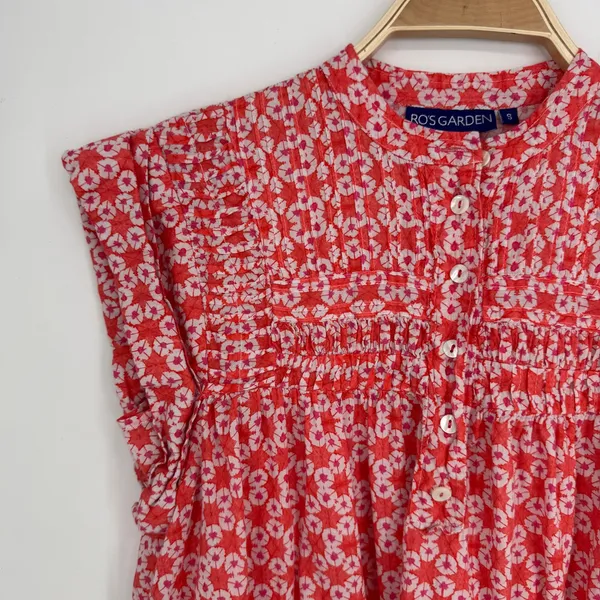 Tuckernuck Ro's Garden Nini Top Small Orange Floral Boho Flutter Sleeve Cotton - Image 4