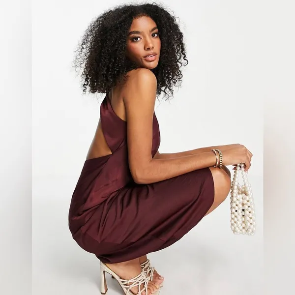 ASOS DESIGN bias cut midi dress with‎ scoop back in satin twill C17 - Image 3