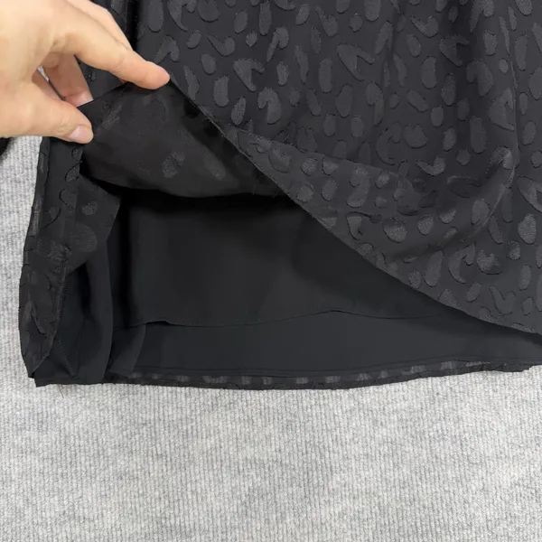 White House Black Market‎ Size-L Women Blouse Texture Sheer Black 3/4 sleeve - Image 8