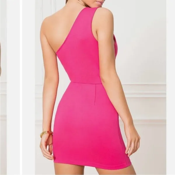 Superdown Barbie Pink Nava One Shoulder Mini Dress SMALL Asymmetrical‎ Revolve - Image 6