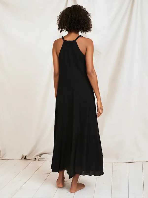 NEW Garnet Hill Cotton Gauze Long Maxi Cover-Up Dress Purple Coastal Size Medium - Image 11