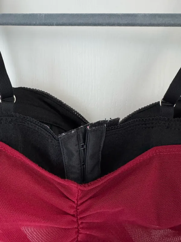 Edikted Moira Mesh Bra Top in Burgundy - Image 6