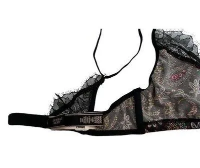 Victorias Secret Small Soft Bralette Satin Lace Trim Floral Unlined Wireless Bra - Image 2