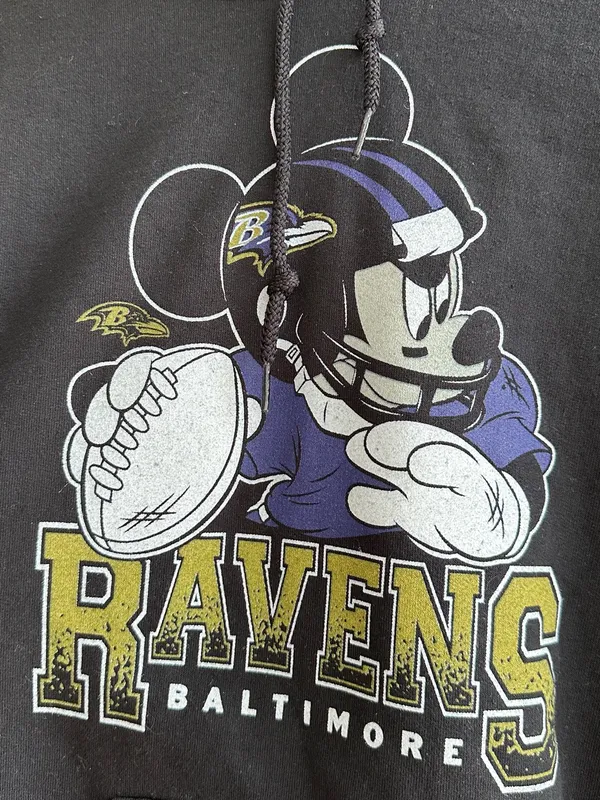 Junk Food Women’s Mickey Mouse Baltimore Ravens Black Hoodie, Size Small - Image 8