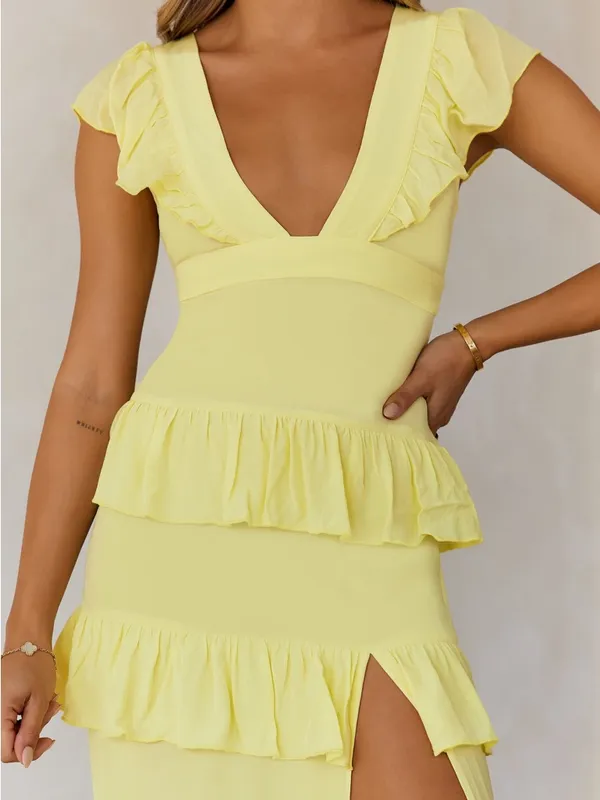 Hello Molly Friendship Gardens Ruffle Maxi Dress Yellow - Image 2