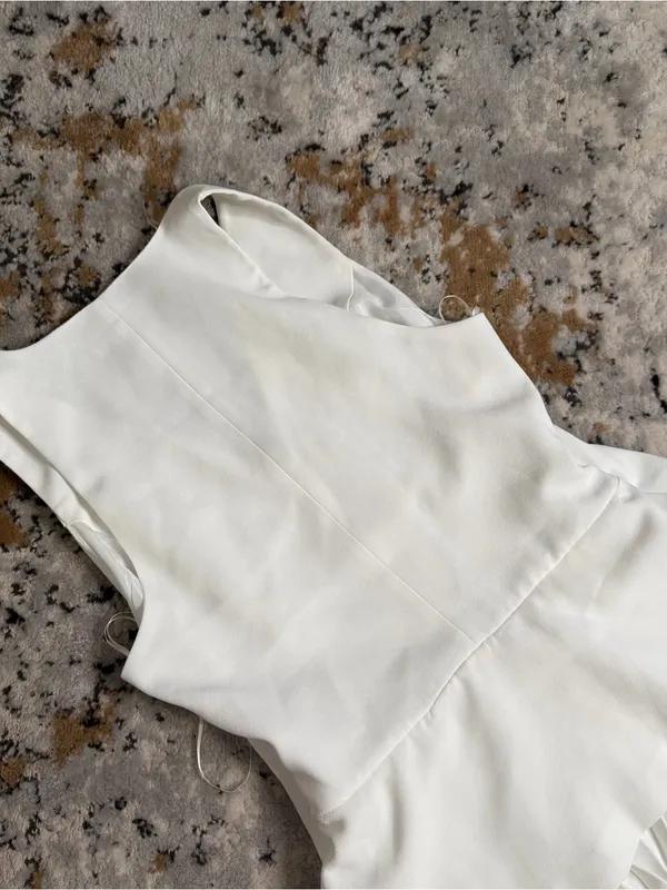 Zara White Sleeveless Double-Breasted Pleated Midi Dress - Image 4