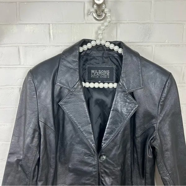 Wilson’s Leather 100% Leather Black Blazer Jacket Size M - Image 4