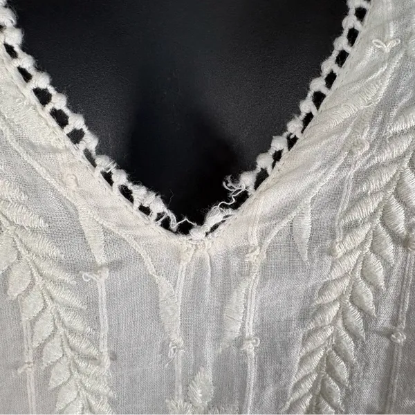 Free People White Embroidered Boho Mini Dress with Long Sleeves - Image 8