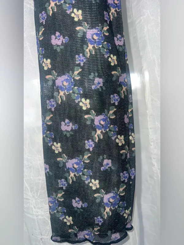 Free People NWOT Under It All Ruched Mesh Turtleneck floral Bodysuit Med Boho - Image 5