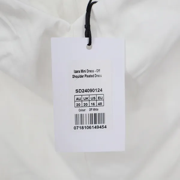 Showpo Izara Off Shoulder Pleated Mini Dress Off White US 16 - Image 5