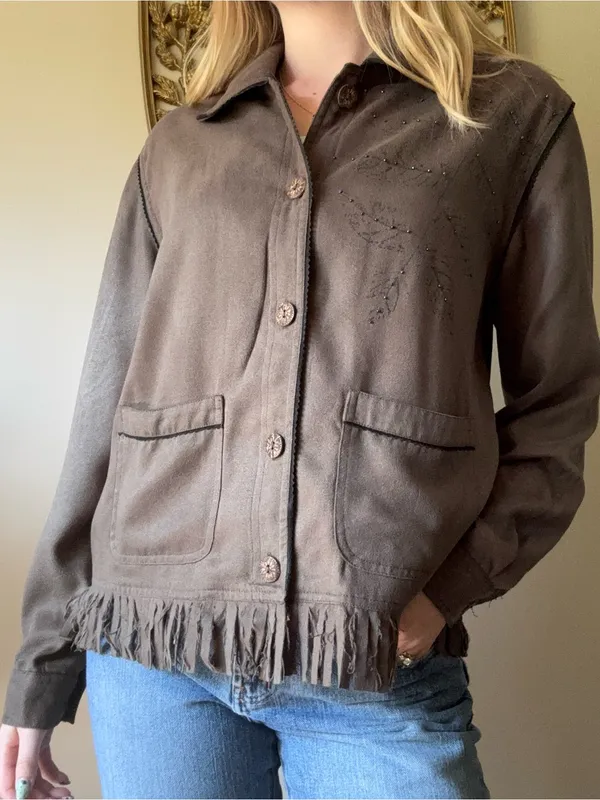 C.a. Sport Faux Suede Fringe Jacket - Image 6