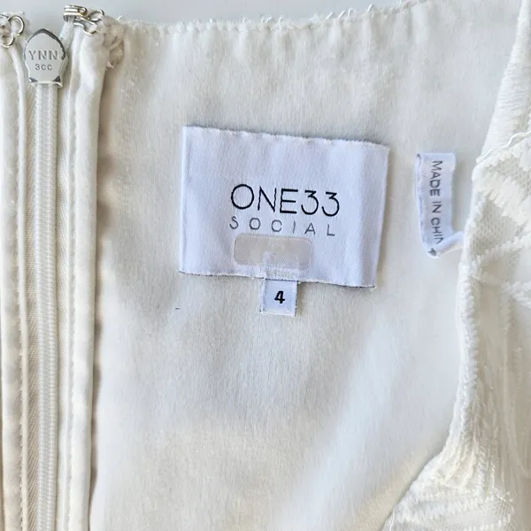 ONE33 Social White Lace Ruffle Midi Dress Size 4 High-Low‎ Formal Bridal Party - Image 9
