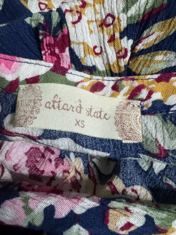Altar'd State Navy Floral Swing Blouse with Pink Roses - Image 5