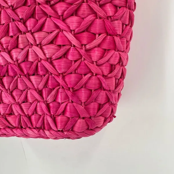 Barney’s New York NWT Pink Straw‎ Beaded Handle Tote Bag - Image 11