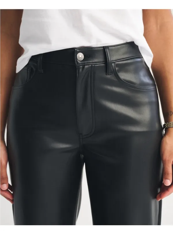 Abercrombie & Fitch Curve Love High Rise 90s Relaxed Vegan Leather Pants - Image 3