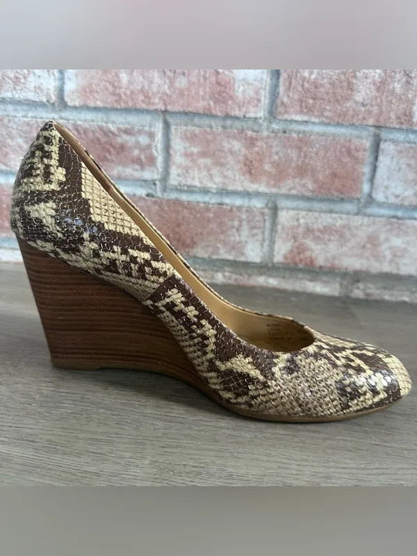 Coach Snakeskin Wedges Heels Loise Women’s 8.5 Tan Y2K Bratz 8 1/2 Animal Print - Image 5