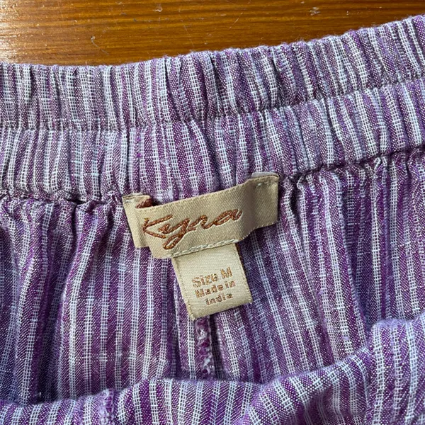 Kyra Purple & White Stripe 100% Viscose Lounge Short Set Pockets Sz M💛🎀 - Image 9
