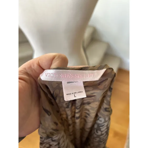 Victoria Secret Brown Tan Leopard Print Lace Trim Slip Nightie Lingerie - Image 6