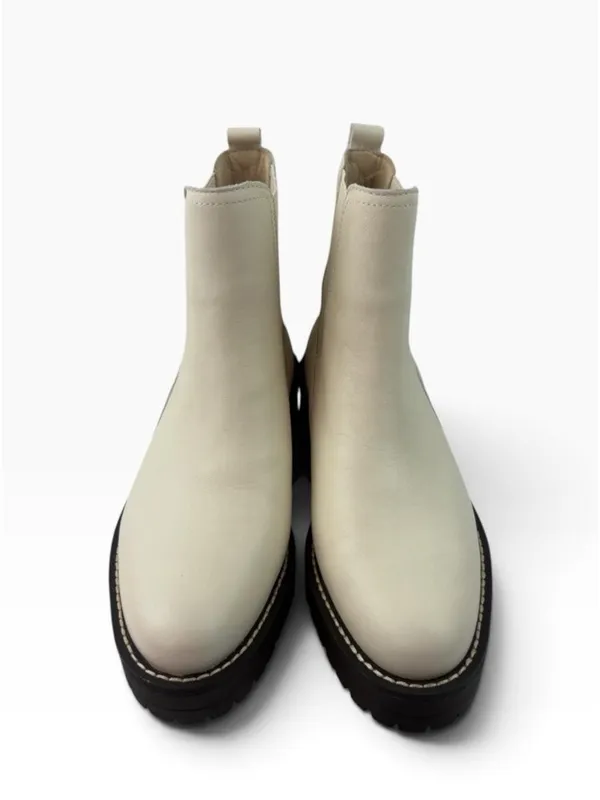 -Sam Edelman Justina Lug Sole Chelsea Boots Womens Size 6.5 Ivory Leather Ankle - Image 2