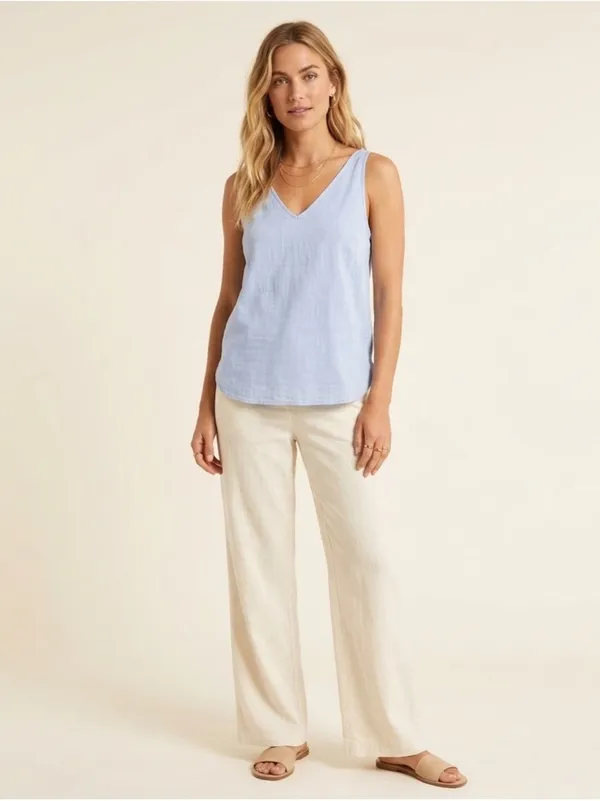 NEW Old Navy tank top blue SMALL V-neck sleeveless NEW casual career top - Image 2