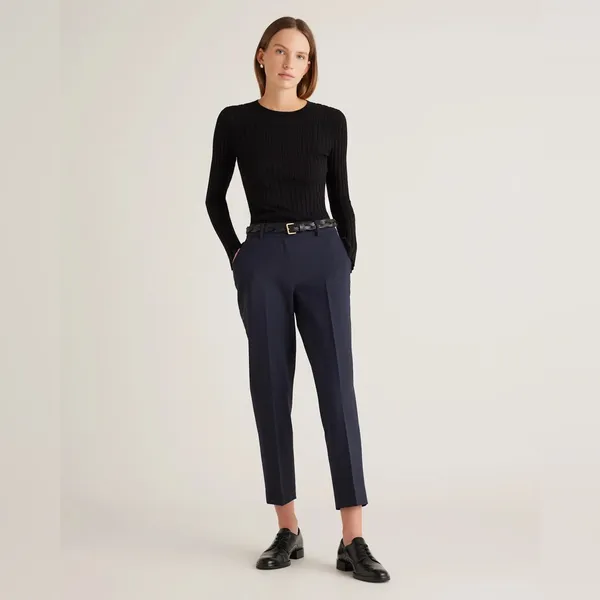 NWT Quince Navy Business Casual Italian Wool Slim Leg Ankle Pants Size 6 - Image 2