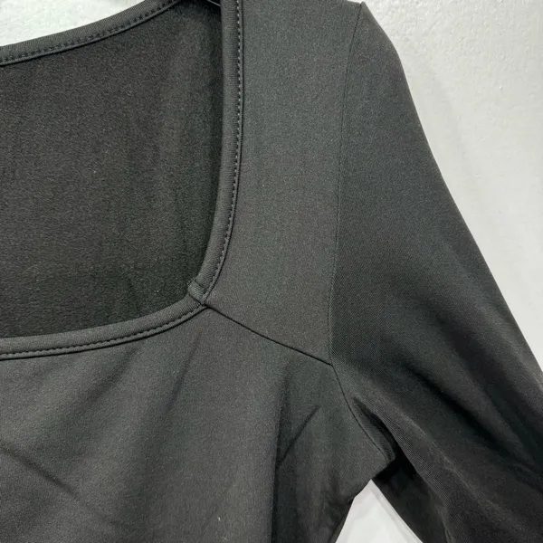 NEW Black Long Sleeve Square Neck Thong Bodysuit Size Medium - Image 5