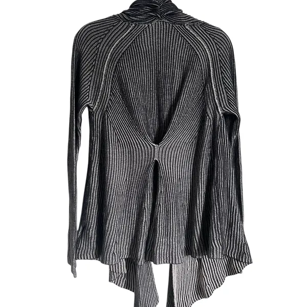 Anthropologie MOTH grey ribbed waterfall cardigan small sweater cotton - Image 6