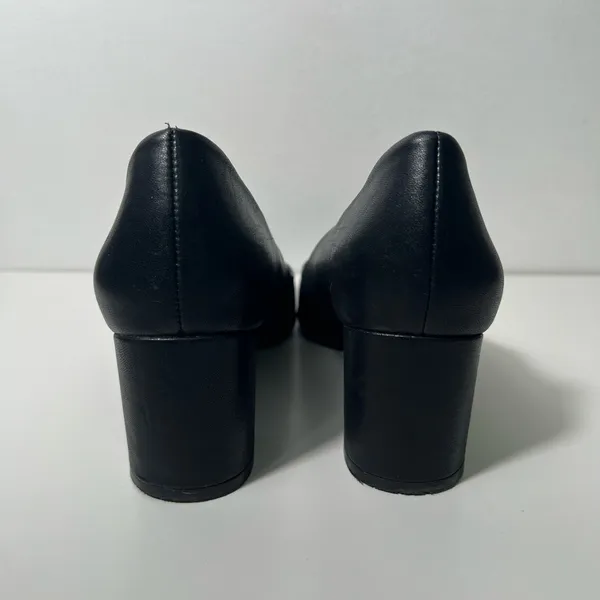 Naturalizer Warner Square Toe Solid Black Pump High Heels - Image 8