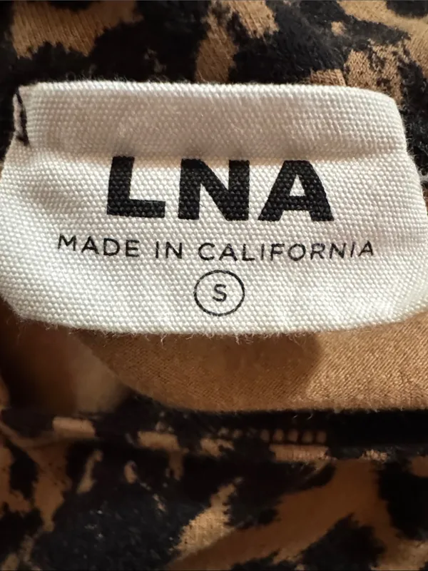 LNA Leopard Print Cross Back Crop Tank Top Cotton Spandex Stretch Y2K S - Image 5