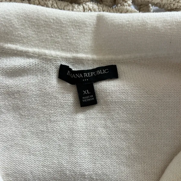 Banana Republic cream and navy striped sweater - Image 2