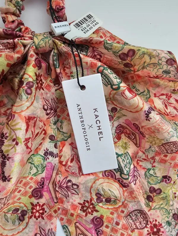 NWT Kachel x Anthropologie Scarf Scrunchie - Tea Party Print Cupcake Floral - Image 2