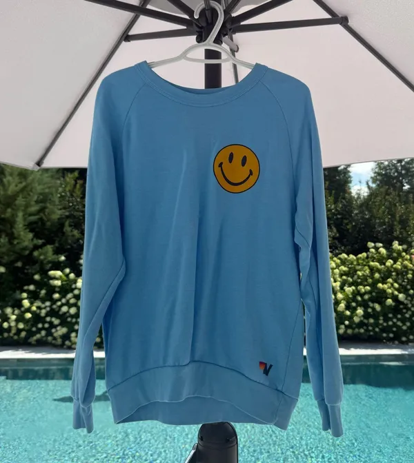 Blue Smiley Face Aviator Nation Sweatshirt - Image 2